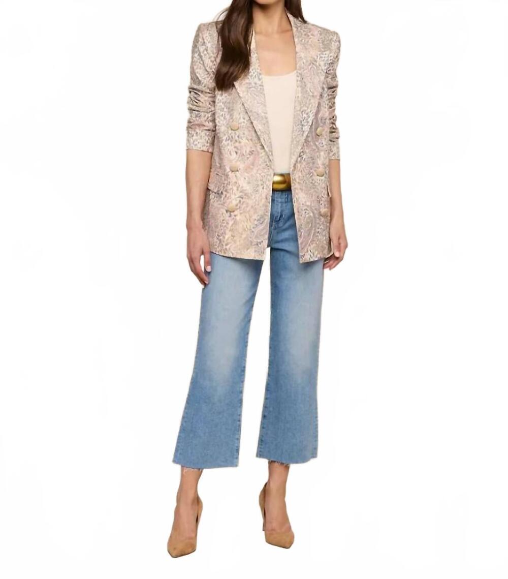 NEW L'AGENCE cambri oversized blazer in tan valencia leopard